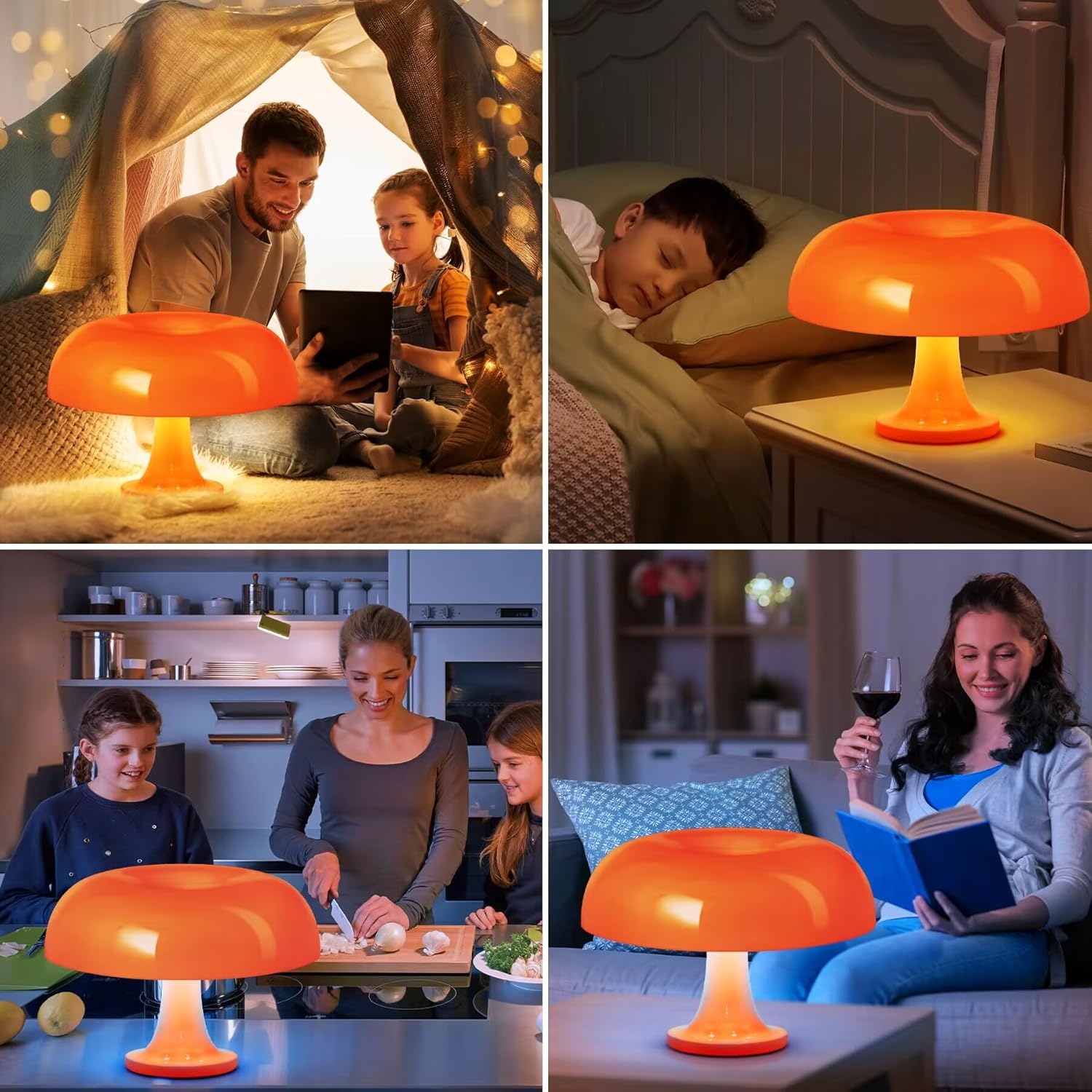 81gD4ZHxFCL._AC_SL1500_.jpg Mushroom Lamp, Orange Table Lamp for Room Aesthetic Modern Lighting and Bedroom Retro Living Room Decor (Orange) - Image 6