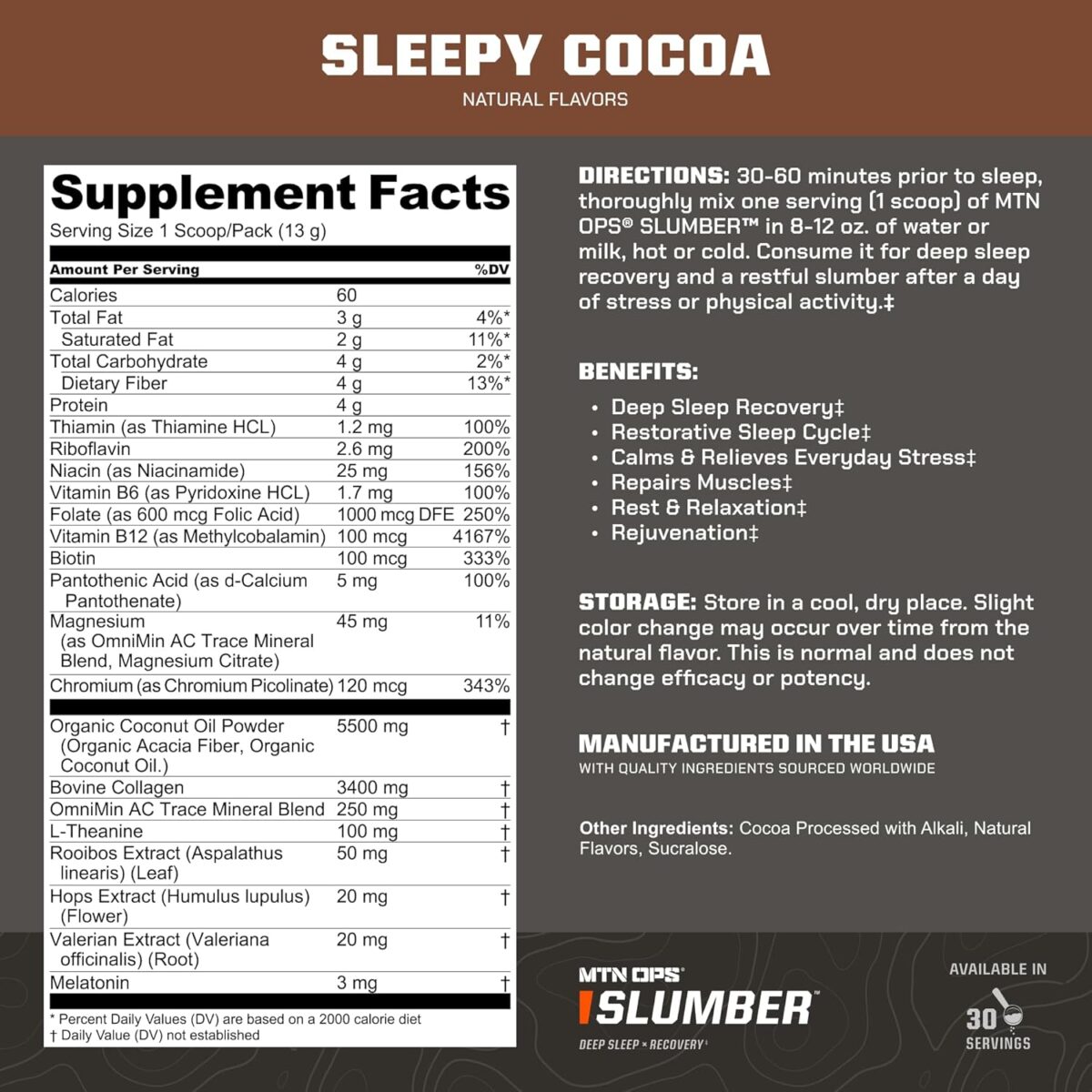 MTN OPS Slumber Sleep Aid for Muscle Recovery & Deep Sleep, Sleepy ...