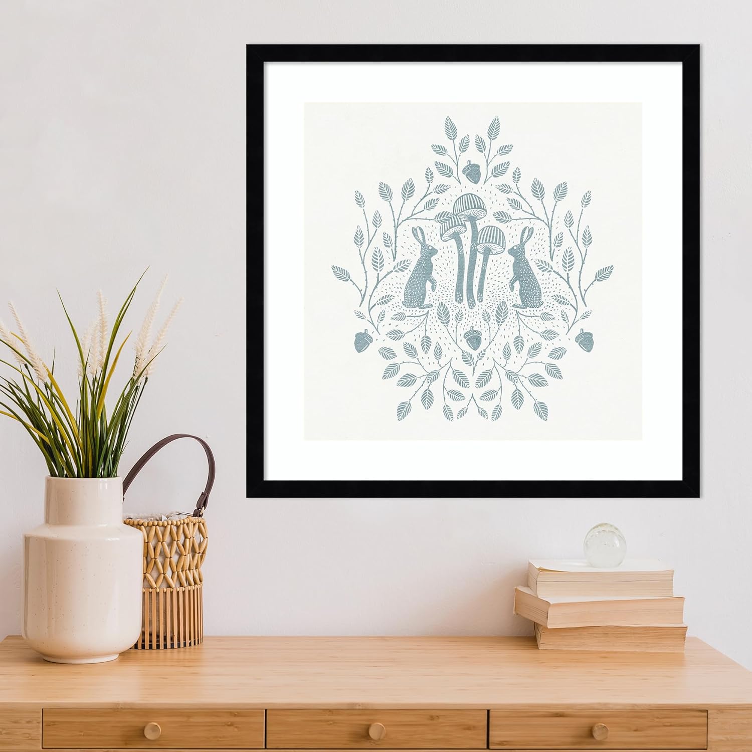 81jDNkE-7ML._AC_SL1500_.jpg Amanti Art Framed Wall Art Print 21x21 Rabbits and Mushrooms VII by Katie Oshea, Patterns & Geometric Wall Art, Whimsical Decor, Medium Poster Painting Artwork for Living Room, Bedroom, Bathroom, - Image 5