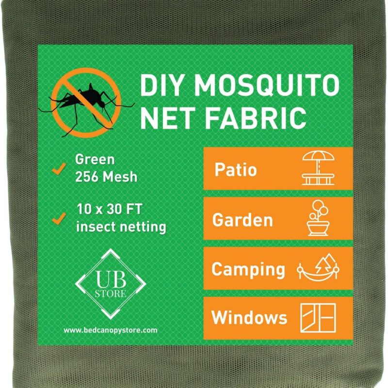 Green DIY Mosquito Net Fabric | 10x30 FT Netting | Insect Cover for Garden, Patio, Outdoor & Windows | Multiple Sizes in Black, White & Green | Raised Bed Screen Mesh Barrier