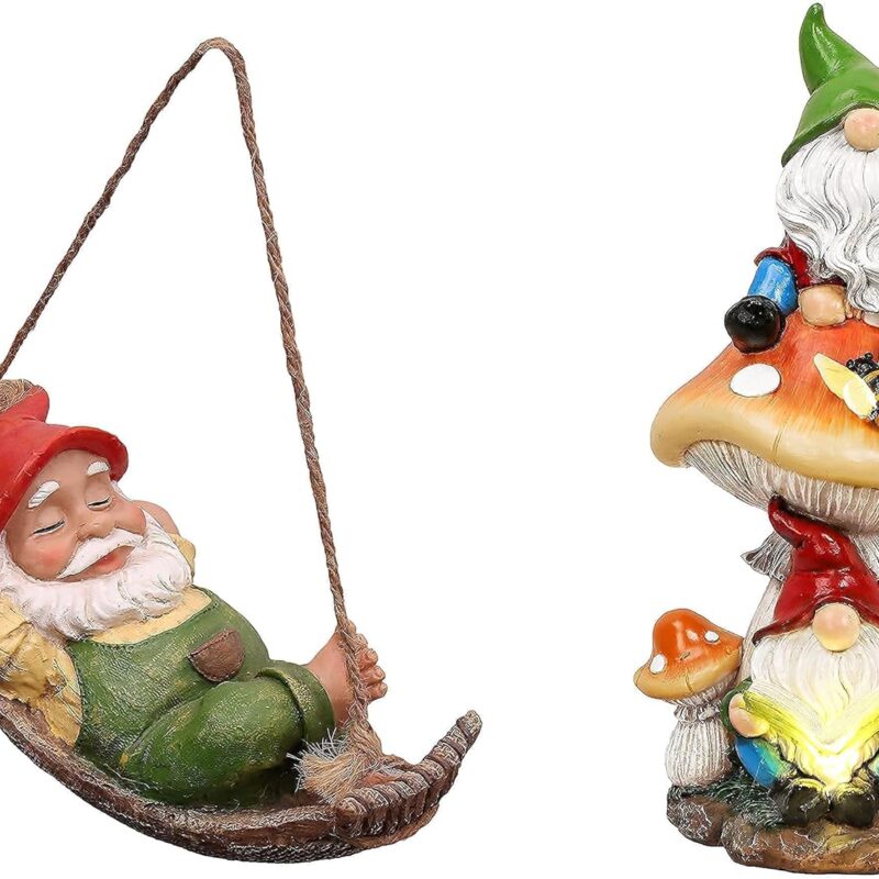 TERESA'S COLLECTIONS Garden Gnome Statues, Cute Decorations for Yard Hanging Outdoor, Tree Ornaments Figurines for Stump Branch Lawn Patio Decor, Ideal Gift for Mom, Mothers Day