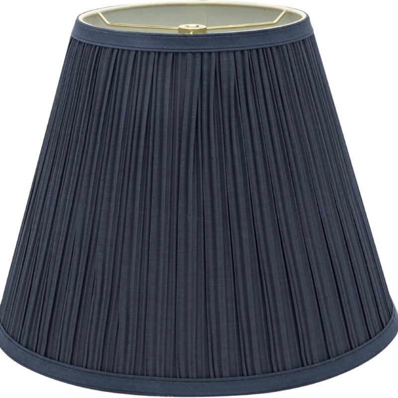 Aspen Creative 33051A, Hardback Empire Transitional Spider Lamp Shade, Mushroom Pleated Dark Blue, 7" Top x 13" Bottom x 10" Slant