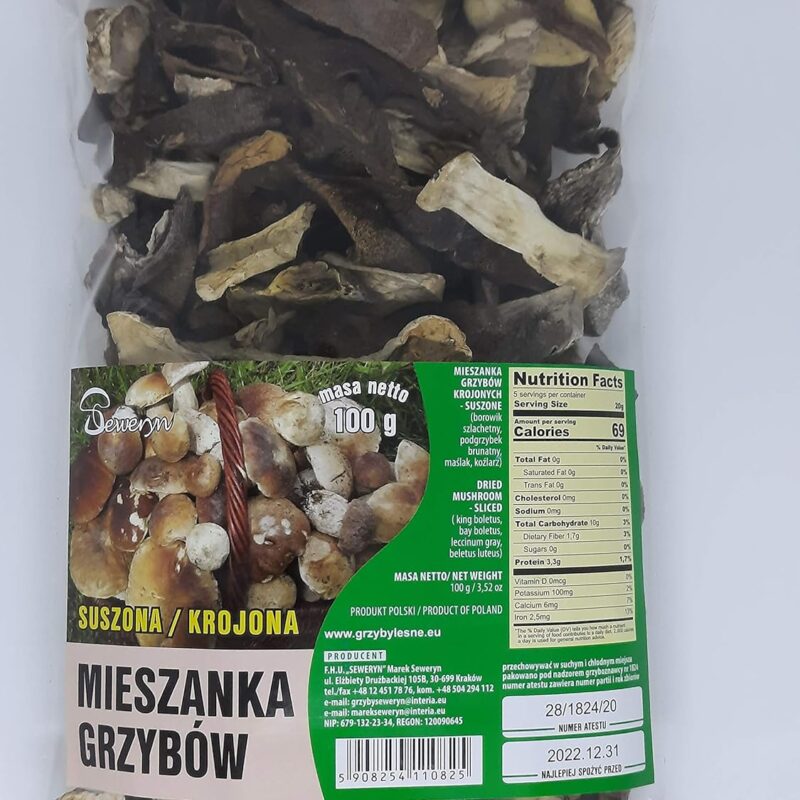 Seweryn Dried Mushrooms Wild Forest Mix Sliced 100 gr / 3.52 oz Product of Poland (4 Pack)