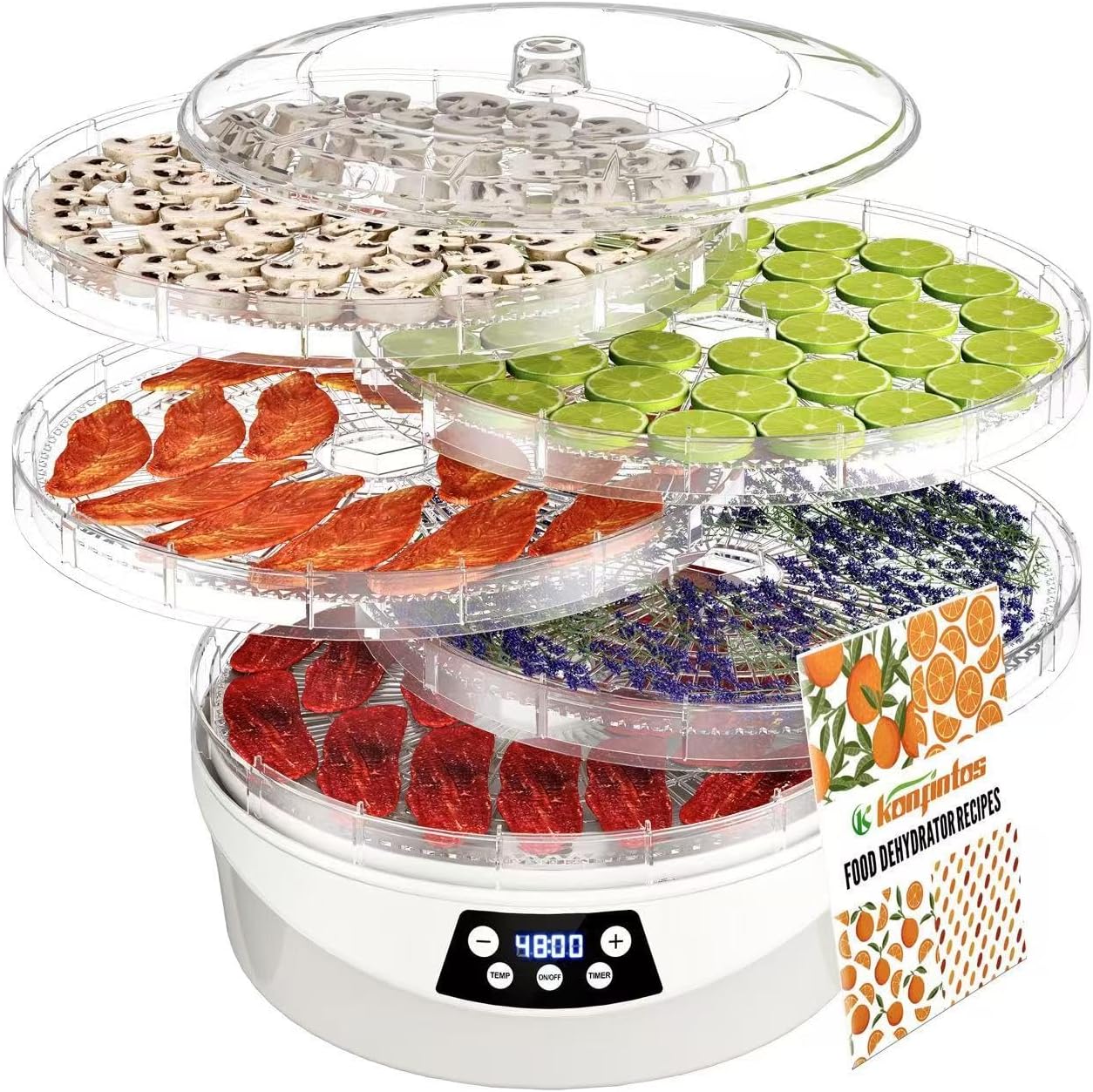 81qHVwtKDIL._AC_SL1280_.jpg Food Dehydrator for Jerky, 500W 5 BPA-Free 360ยฐ Rotating Trays Dehydrator Machine for Yogurt, Meat, Mushroom, Fruits, Veggies, Dog Treats, Recipes Cookbook included, Yogurt Maker Machine - Image 9