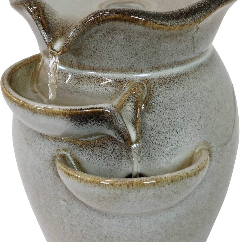 Sunnydaze Cascading Side Tiers Indoor Ceramic Tabletop Water Fountain - 8-Inch