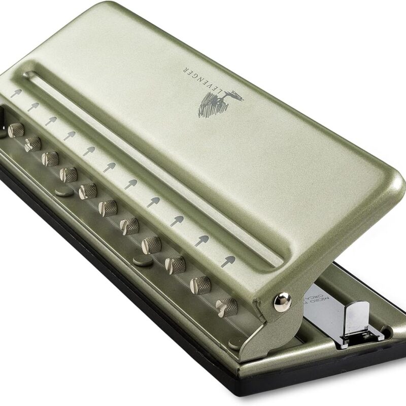 Levenger Circa Universal Desk Discbound Hole Punch, Heavy-Duty Metal Paper Puncher for Disc Notebooks, Business Home Office Supplies
