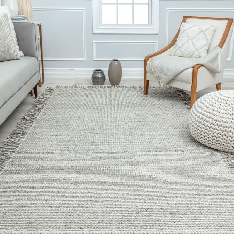 Rugs America NN10E Mushroom Solid Casual Gray Non-Shedding Living Room Bedroom Dining Home Office Area Rug, 5’0”x7’0”