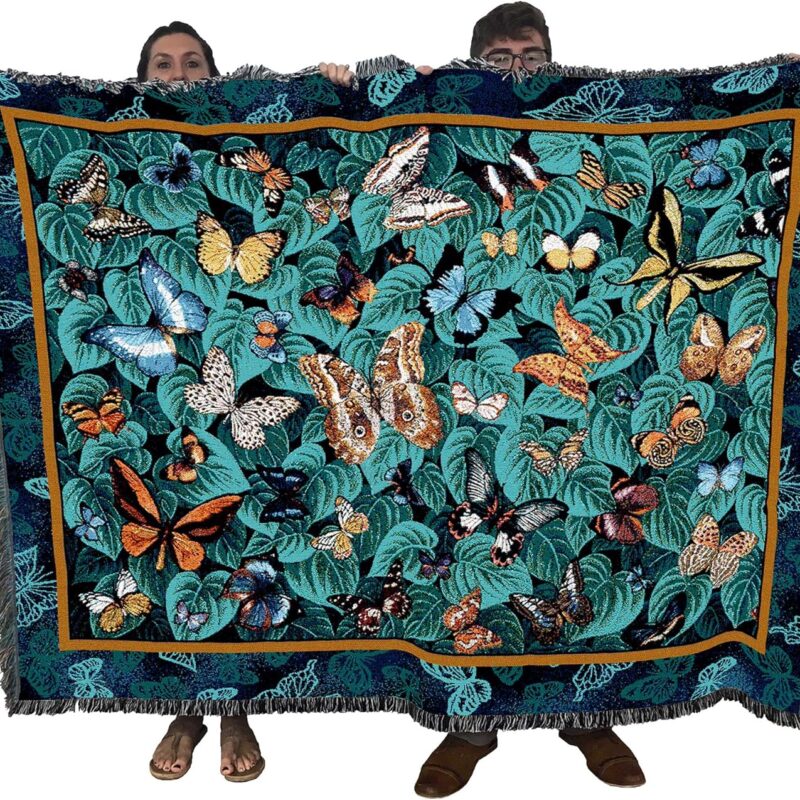 Pure Country Weavers Butterfly Dance Blanket by Elena Vladykina - Garden Floral Gift Tapestry Throw Woven from Cotton - Made in The USA (72x54)