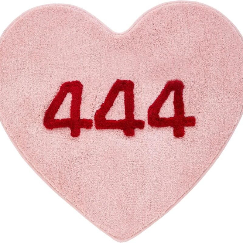 Lucky Number Pink Heart Rug 35 inches, Hand Tufted Colorful Funny Daisy Rug for Bedroom, Kitchen, Bathroom, Living Room, Cute Heart Shaped Area Rugs