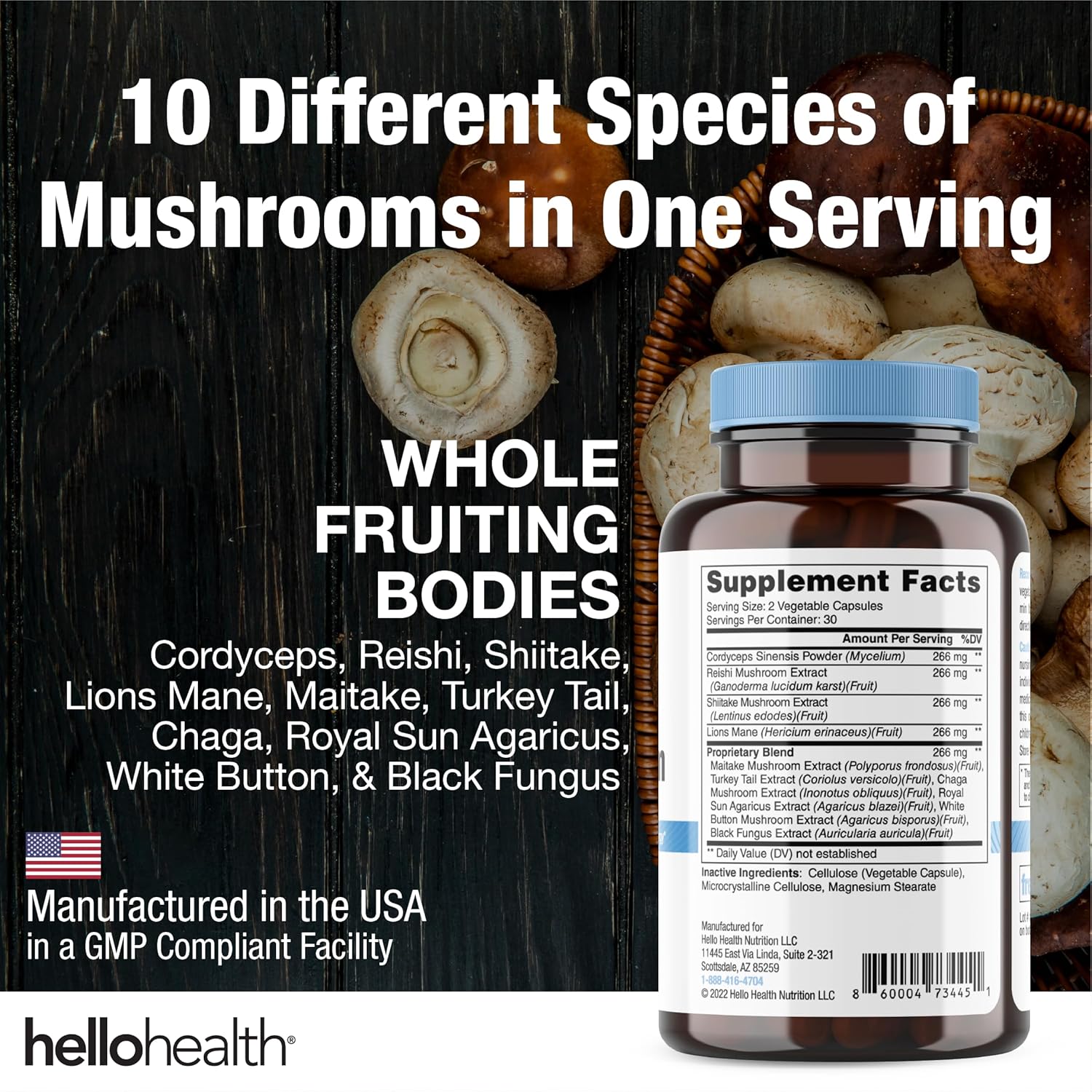 91NOCBDlGBL._AC_SL1500_.jpg Happy Brain Mushroom Complex Nootropics Brain Support Supplement, 10 Mushroom Supplement: Lions Mane, Turkey Tail, Red Reishi, Shiitake Mushrooms for Improved Clarity, Energy, Immune Support 60ct. 4pk - Image 2