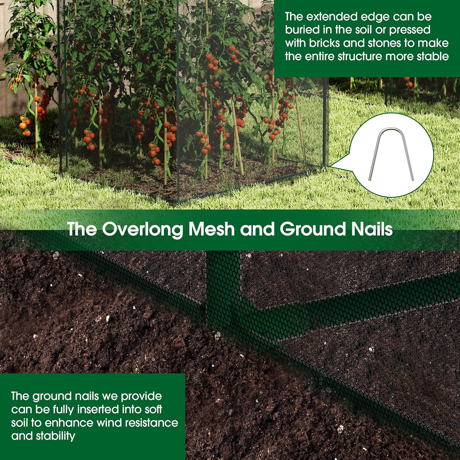 91O6po1cOPL._AC_SL1500_.jpg 10' x 6.5' Crop Cage Plant Protection Tent with Zippered Doors Garden Netting For Vegetables, Garden Raised Bed Cover with Frame, Plant Covers From Animals, Fruit Cage for Garden Patio Yard, Black - Image 5
