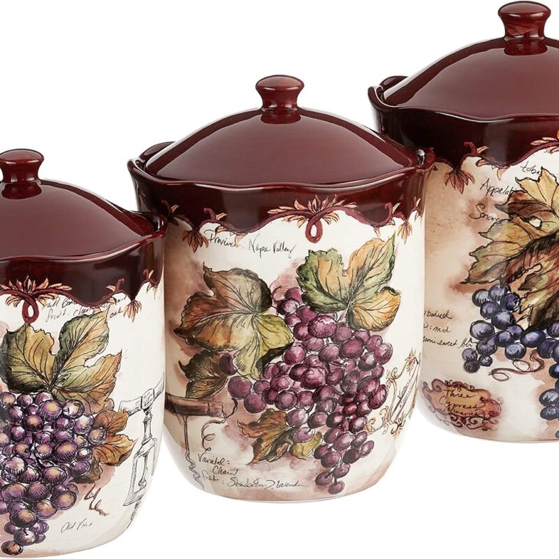Certified International Corp Vintners Journal 3 Piece Canister Set, Multicolor