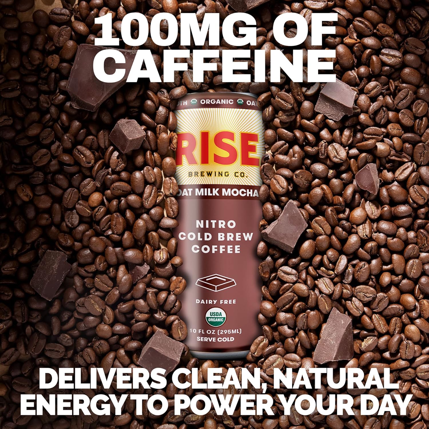 91mW5DRKBvL._SL1500_.jpg RISE Brewing Co. Oat Milk Mocha Nitro Cold Brew Coffee, No Sugar Added & No Dairy, Organic & Non-GMO, Low Acidity & Vegan, 10 Fl. Oz. Cans - Image 6