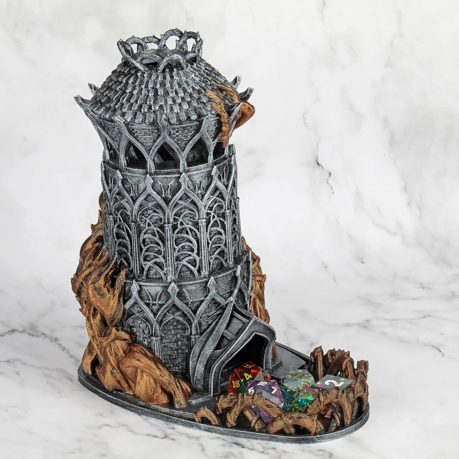 91mu-3-wHQL._AC_SL1500_.jpg AUSPDICE Dice Tower Hand Pained Color for Role Playing Dice, Castle Druid D&D Dice Tower and Tray for DND Games