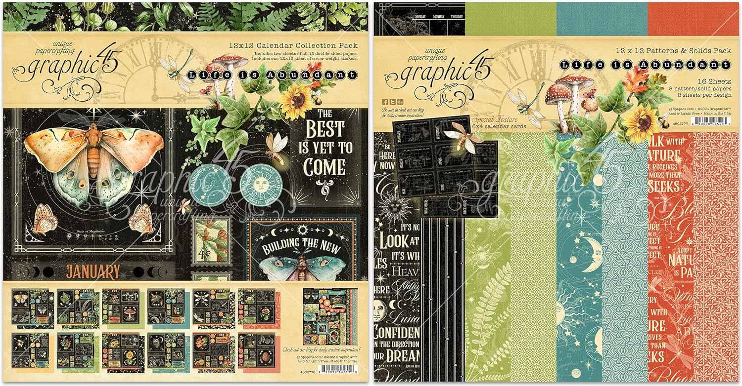 91oKyDKQQFL._AC_SL1500_.jpg Graphic 45 Life is Abundant - 12x12 Decorative Papers - Collection Pack and Patterns & Solids Pack