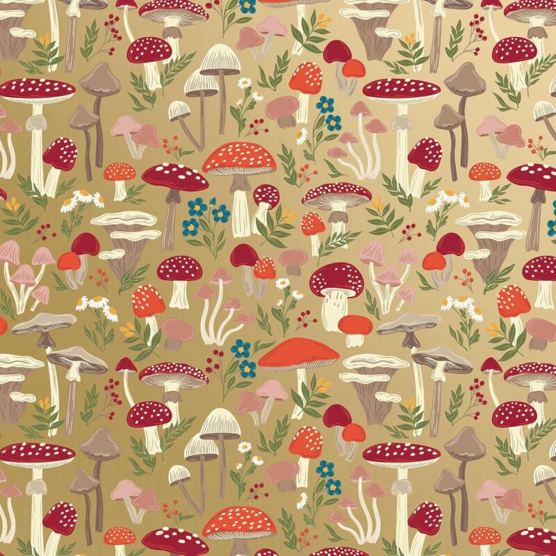 Jillson Roberts Gift Wrap, Mushroom Forest, Quarter Ream 208 feet x 24 inches