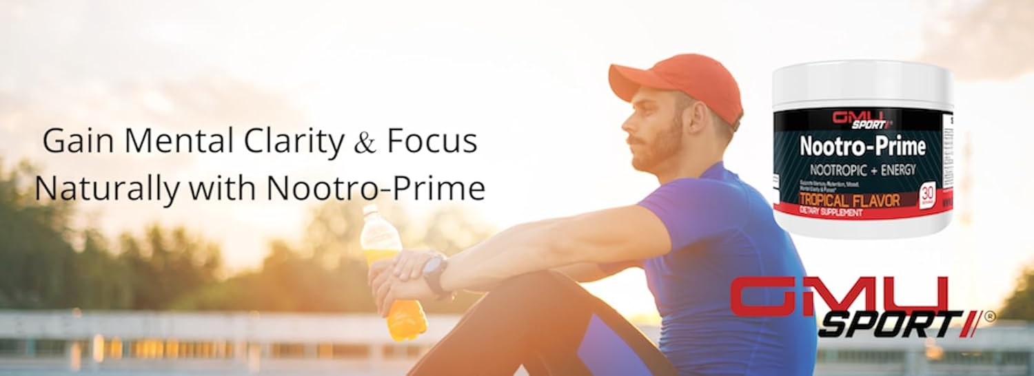 1751577677_61i0V8IkuhL._AC_SL1500_.jpg GMU SPORT Nootro-Prime Brain Boost - Focus Brain Supplement - Mushroom Supplement Powder with Alpha GPC, Nootropic Brain Supplements for Memory and Focus with Lions Mane, 30 Servings, Tropical Flavor - Image 5