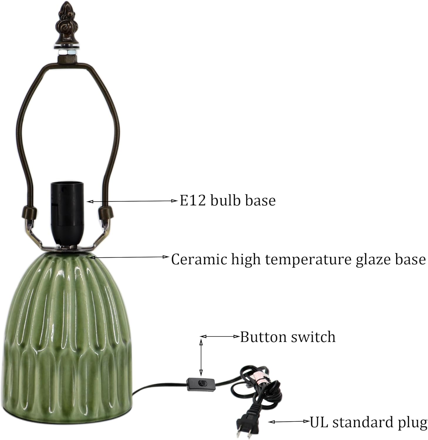 1753468067_61IEOxIUmIL._AC_SL1500_.jpg Small Tiffany Mushroom Table Lamp Stained Glass Desk Lamp Ceramic Base Antique Accent Lamp 6X6X12.5 Inch(Sea Blue Fish Scale) - Image 5