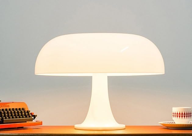 31QNLPlUz0L._AC_.jpg Mushroom Table Lamp, Minimalist Modern Bedside Light with Warm Glow, Danish Design Orange Decorative Lamp for Bedroom - Image 4
