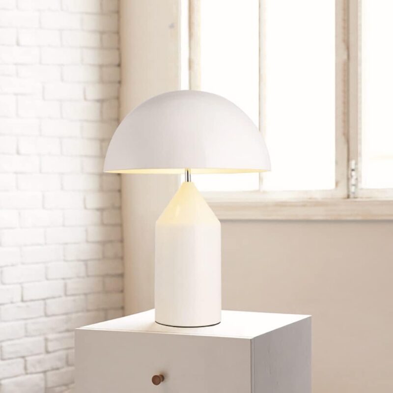 Meefad Mushroom Bedside Lamp, Modern Table Lamp with Heavy Base, Dome Shaped Night Light, Accent Lamp for Bedroom Reading Nightstand (White)