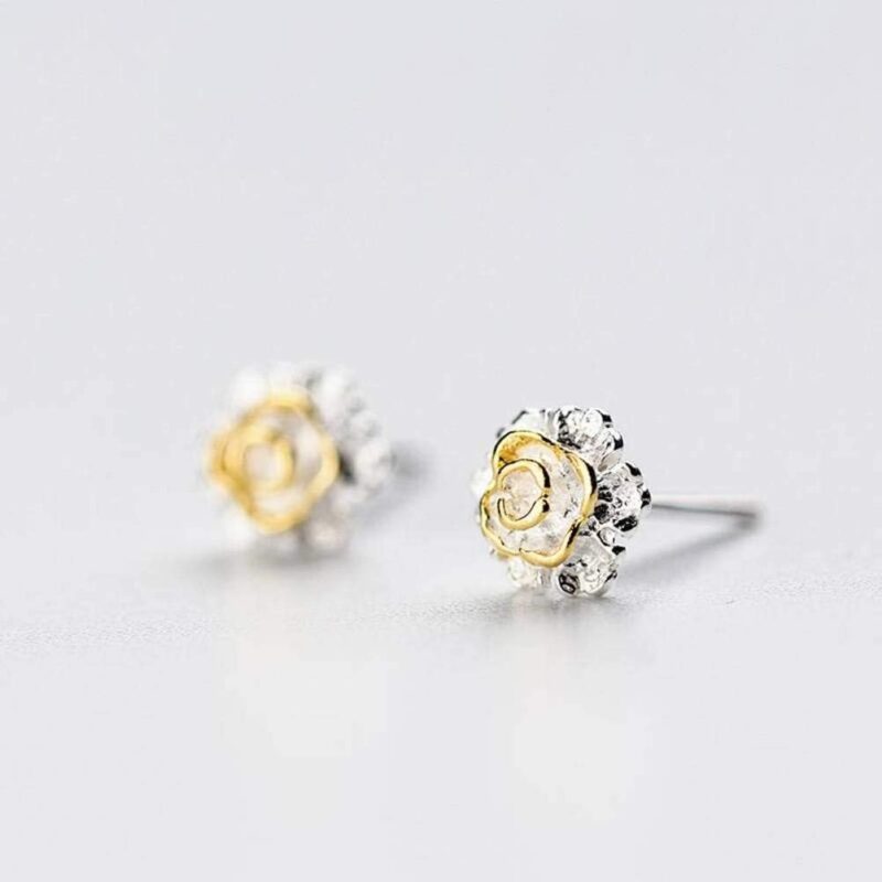 Earrings for Women, S925 Korean Art Style White Mushroom Studs Flower Earrings Sweet Flowers Female Art One pair