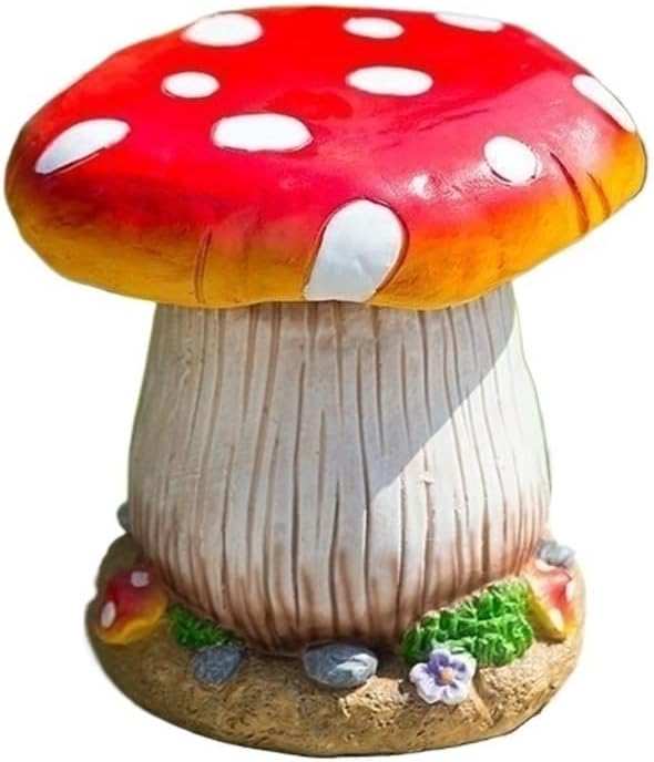 Outdoor Garden Mushroom Stool/Mushroom Table, Resin Landscape Sculpture Decoration, Balcony Courtyard Lawn Pond Cute Stools/Table(Red,30X30cm)