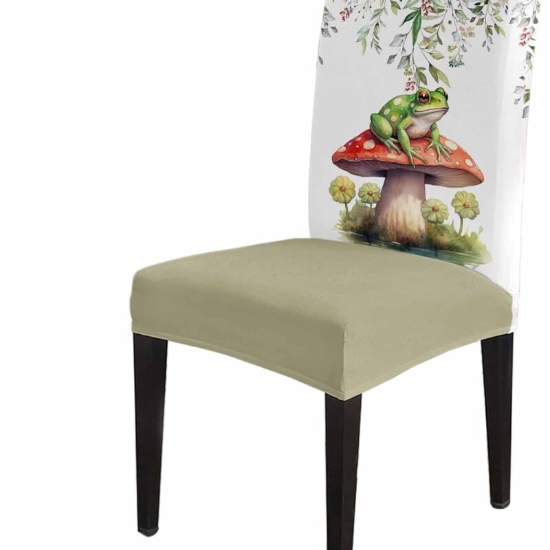 51BjuZENM8L._AC_SL1500_.jpg Mushroom Frog Dining Chair Cover Set of 6,Stretch Chair Protectors Slipcover,Spandex Kitchen Chair Seat Back Cushion Slip Cover for Dining Room,Party,Hotel,Ceremony Eucalyptus Flower Watercolor Spring