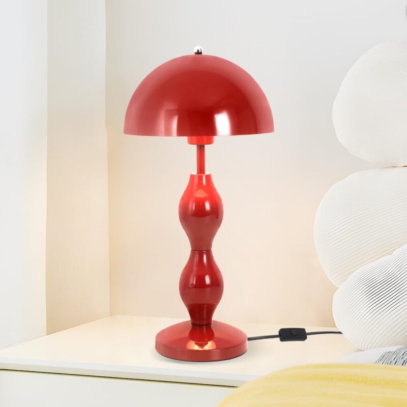 Red Mushroom Lamp, 20inch Mid Century Modern Table Lamp, Vintage Mushroom Light for Home Decor, Living Room, Office, Dorm, Bedroom (Red)