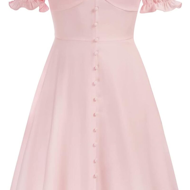 Belle Poque Women 2024 Summer Puff Short Sleeve Cottagecore Dress Vintage 1950s Party Swing Dresses