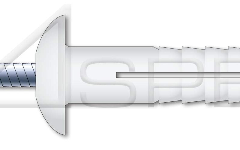 (1000 pcs) 1/4" X 1", Drive Pin Rivets, Nylon Body/Steel Pin, Mushroom Head, White Nylon