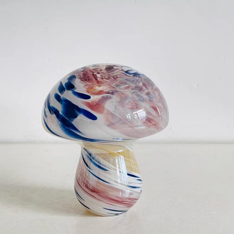 Coloured Glaze Handmade Glass Colored Mushroom Figurine Blown Glass Paperweights Table Ornaments Home Decor