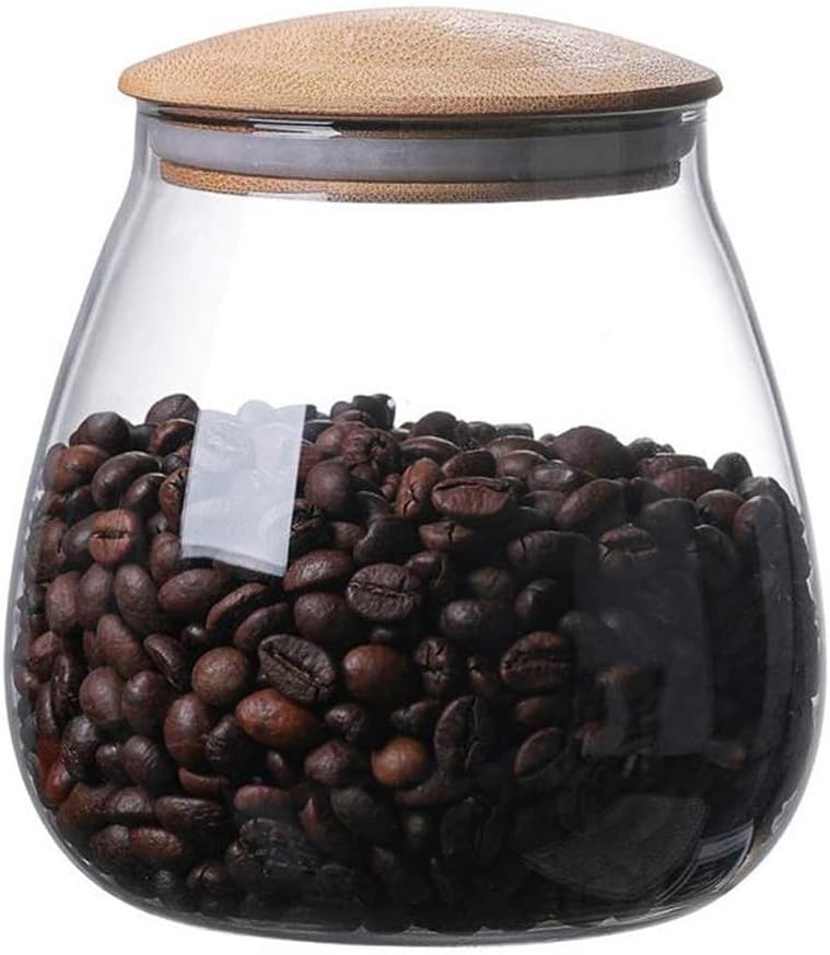 51TNOzKsXfL._AC_SL1024_.jpg Kitchen Transparent Glass Storage Jar with Wooden Beans Rice Jam Biscuits Candy Mushroom Shape Food Storage Sealed Storage Jar (Size : 400ml) (800ml)