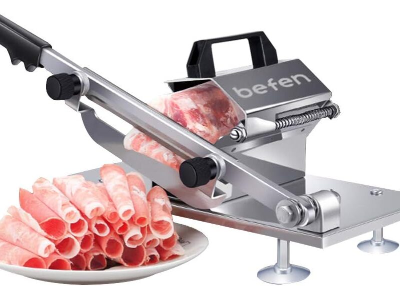 Manual Frozen Meat Slicer, befen Upgraded Stainless Steel Meat Cutter Beef Mutton Roll for Hot Pot KBBQ Food Slicer Slicing Machine for Home Cooking of Hot Pot Shabu Shabu BBQ