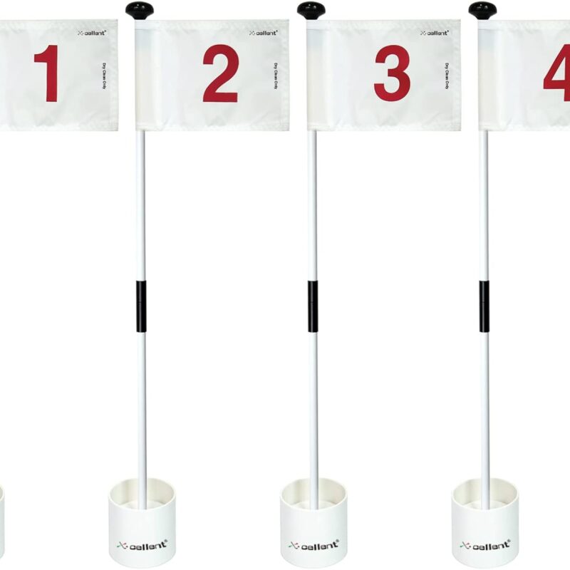 X·CELLENT Mini Golf Putting Green Flag and Hole Cup for Yard Practice Set, Golf Pin Flag Hole Cup Set, Portable 2-Section Fiberglass Golf Flag Sticks, Gifts Idea.
