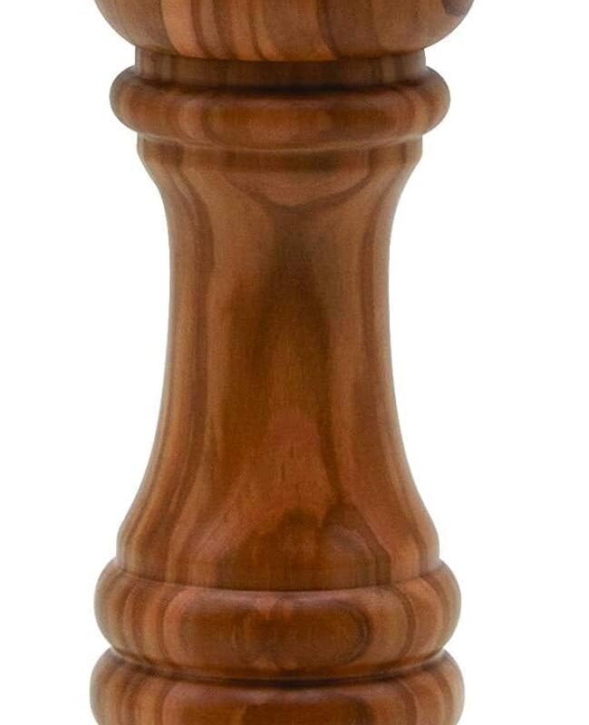 Bisetti Imperia 9 Inch Olive Wood Pepper Mill With Adjustable Steel Grinder