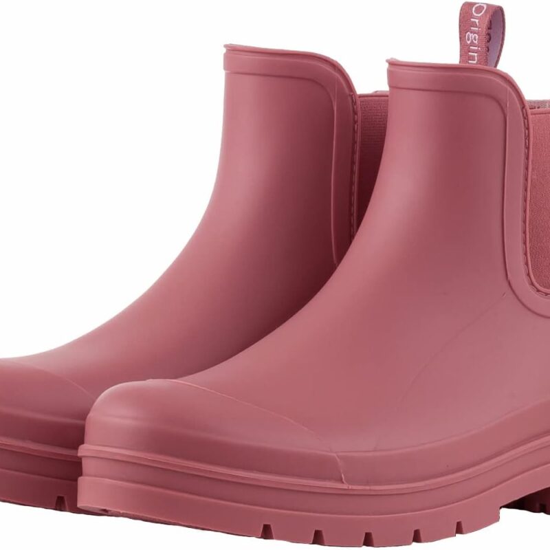 Planone Short Rain Boots Women Wide Width Fashion Waterproof Chelsea Boots for Women Matte Outdoor Garden Shoes Ankle Muck Boots for Ladies Non Slip Work Shoes Rubber Boots with Premium Comfort Insole