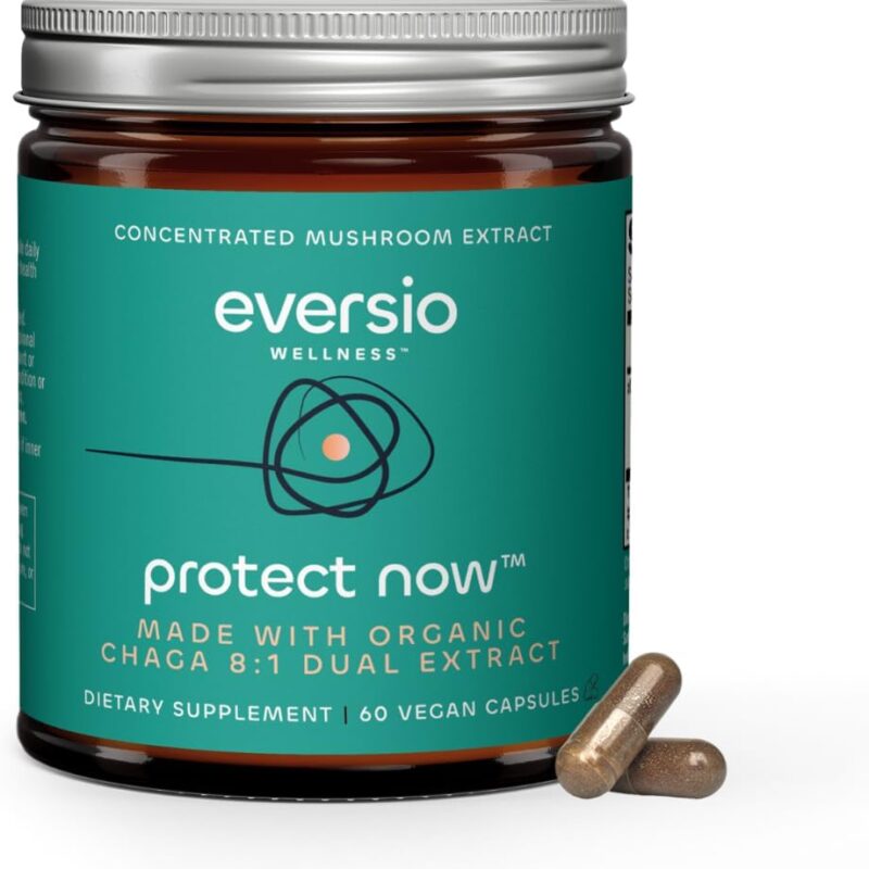 Protect Now Organic Chaga Mushroom Supplement - 8:1 Dual Extract in 60 Vegan Capsules (450mg) 60 Servings – Organic Wild-Harvested Chaga