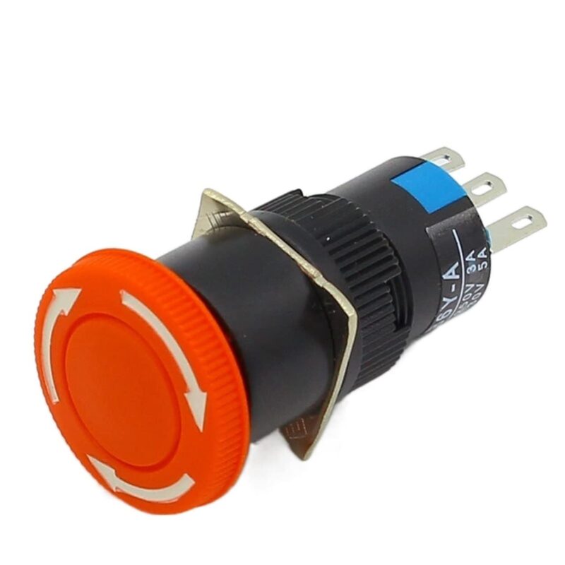 Mushroom Emergency Stop E-Stop Switch 3 Pins NO+NC 16mm 1Pcs