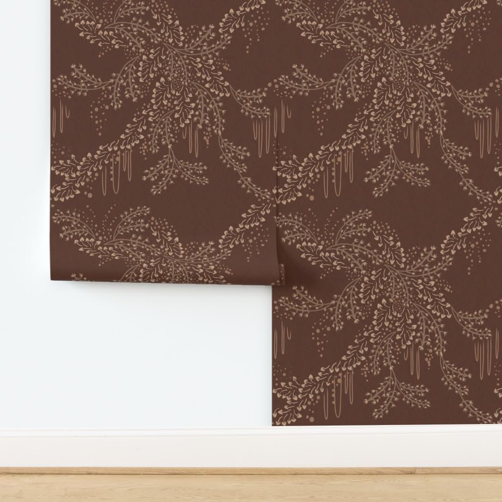 61UGz-3z3L._AC_SL1024_.jpg Peel & Stick Wallpaper 12ft x 2ft - Autumn Branches Autumnal Fall Trees Elegant Rust Red Autumn Spice Mushrooms Forest Woodland Custom Removable Wallpaper by Spoonflower - Image 4
