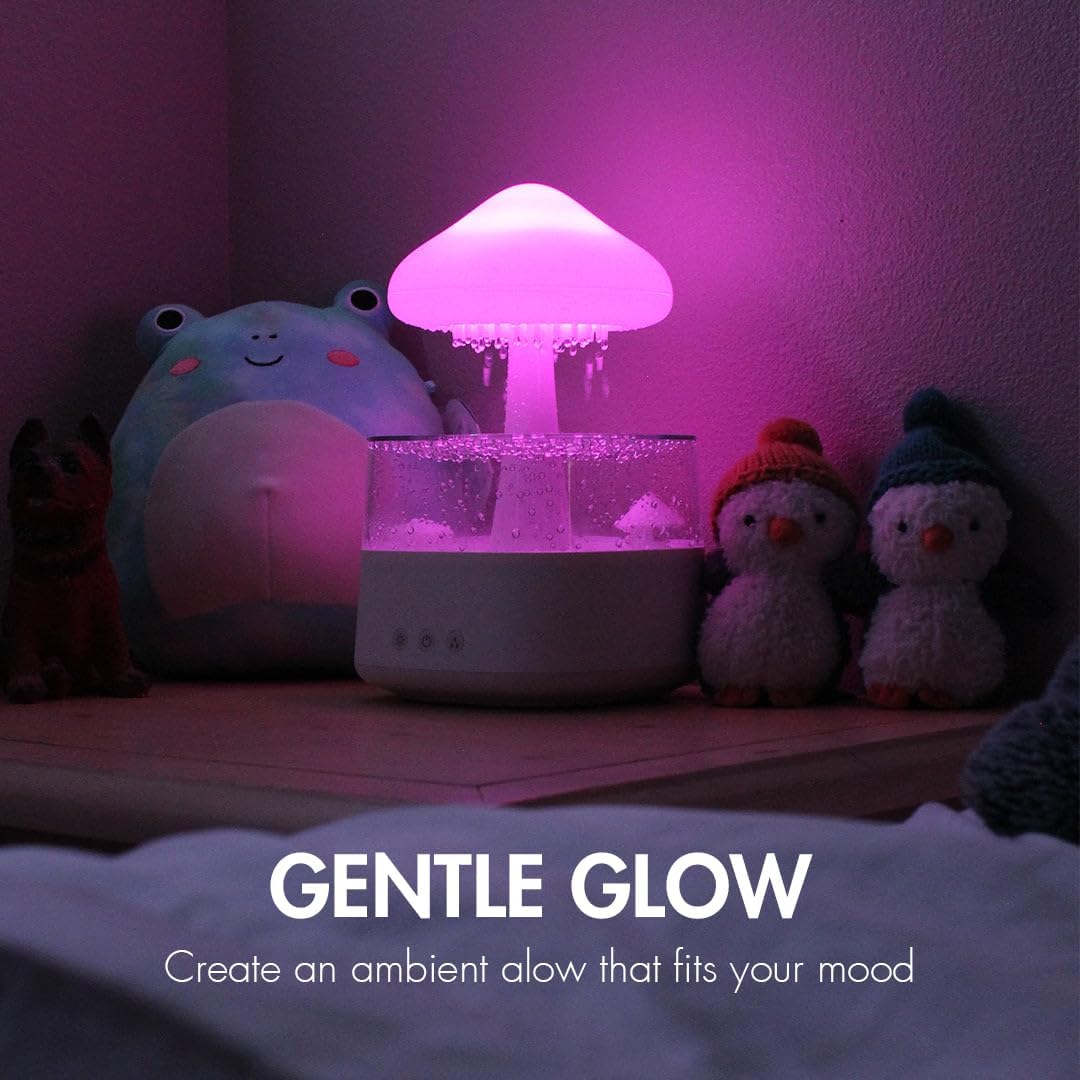 611yY4O8CBL._AC_SL1080_.jpg Rain Cloud Humidifier Water Drip with Adjustable LED Lights White Noise Humidification Desk Fountain Bedside Sleeping Relaxing Mood (Wood) - Image 6
