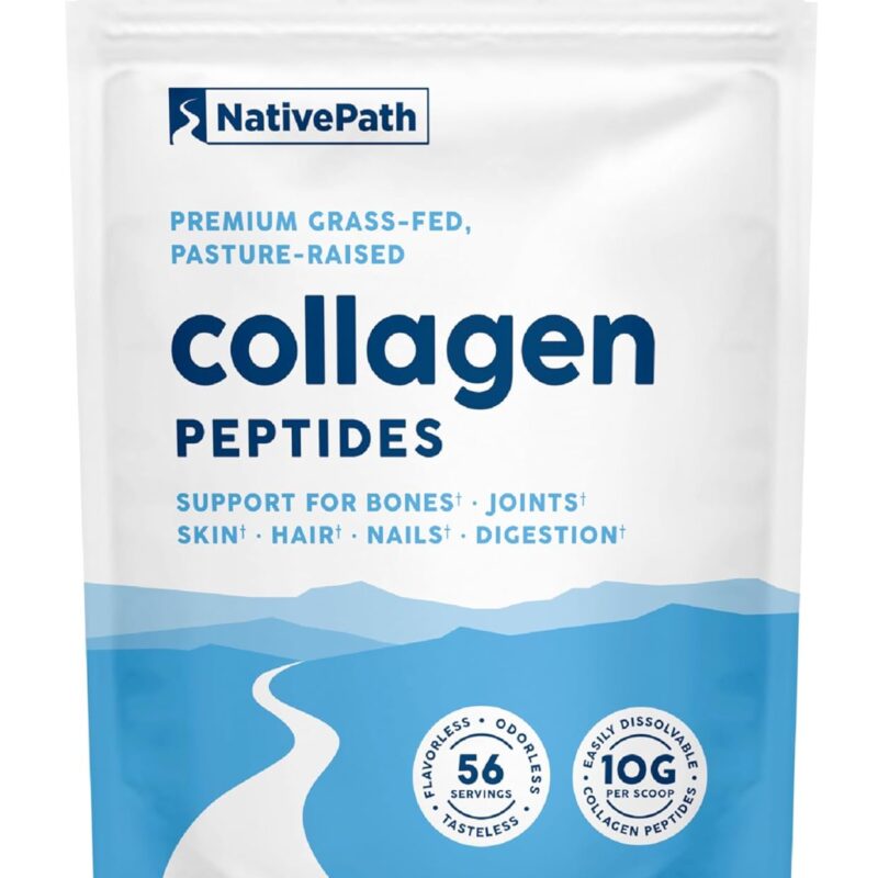 NativePath Collagen Peptides Protein - Hydrolyzed Type 1 & 3 Collagen Powder for Skin, Hair, Nails - 19.8 oz (56 Servings)