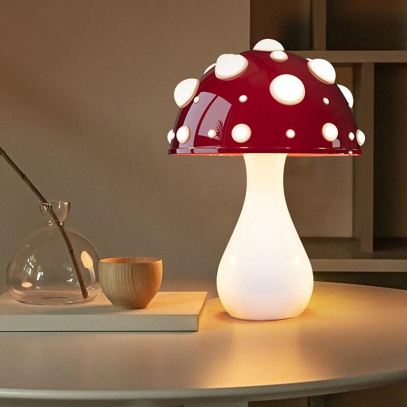 SaGnus Cute Mushroom Lamp With 3 Color Lighting - Night Light and Table Lamp for Bedroom Living Room (Red), AK3L121