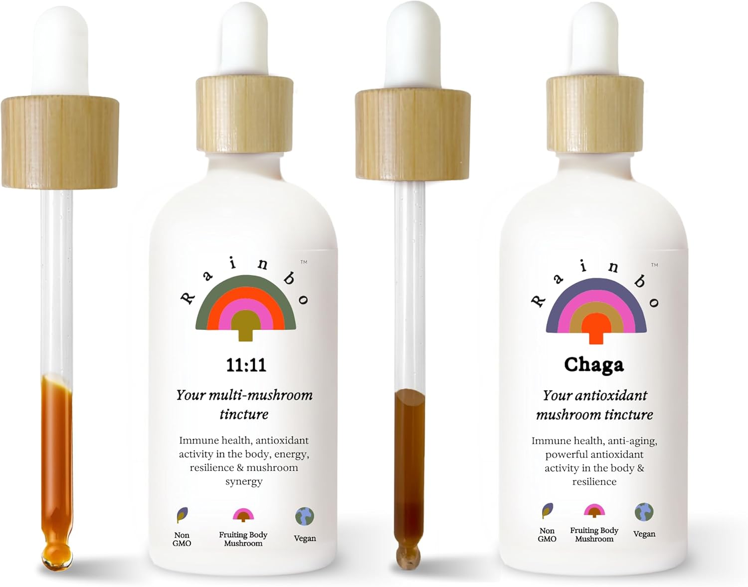 613kn0zsxkL._AC_SL1500_.jpg Mushroom Bundle, 11:11 Multi Mushroom Extract + Chaga Mushroom Tincture, Dual Extract Daily Mushroom Tinctures for Comprehensive Immune Support, Vegan Liquid Mushroom Supplements