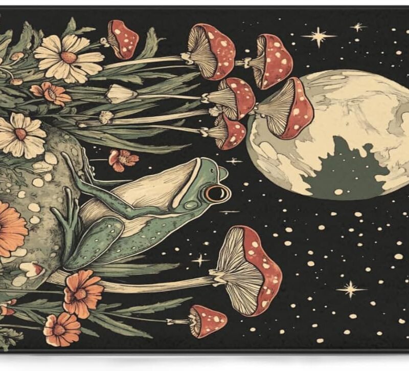 Plant Mushroom Print Carpet, Non-Slip Soft Hippie Moon Carpet, Soft Non-Slip Washable Suitable for Living Room Game Room Bedroom Dormitory Restaurant Home Office Mushroom Fun Print 60x80inch