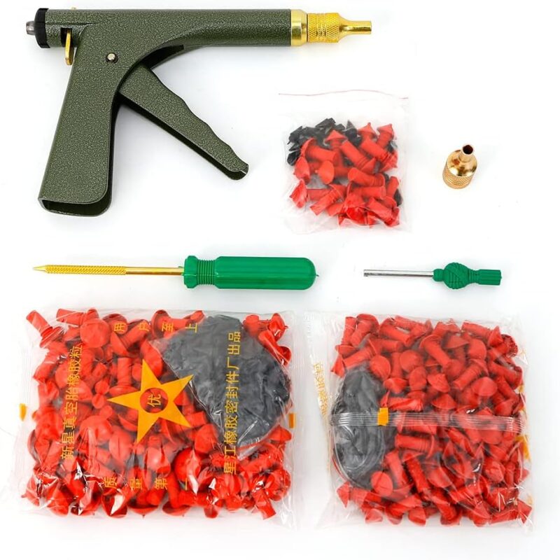Gdrasuya10 Car Auto Tire Repair Gun with Mushroom Plugs, Tubeless Tyre Plug Gun Mushroom Plug Tire Gun Repair Kit