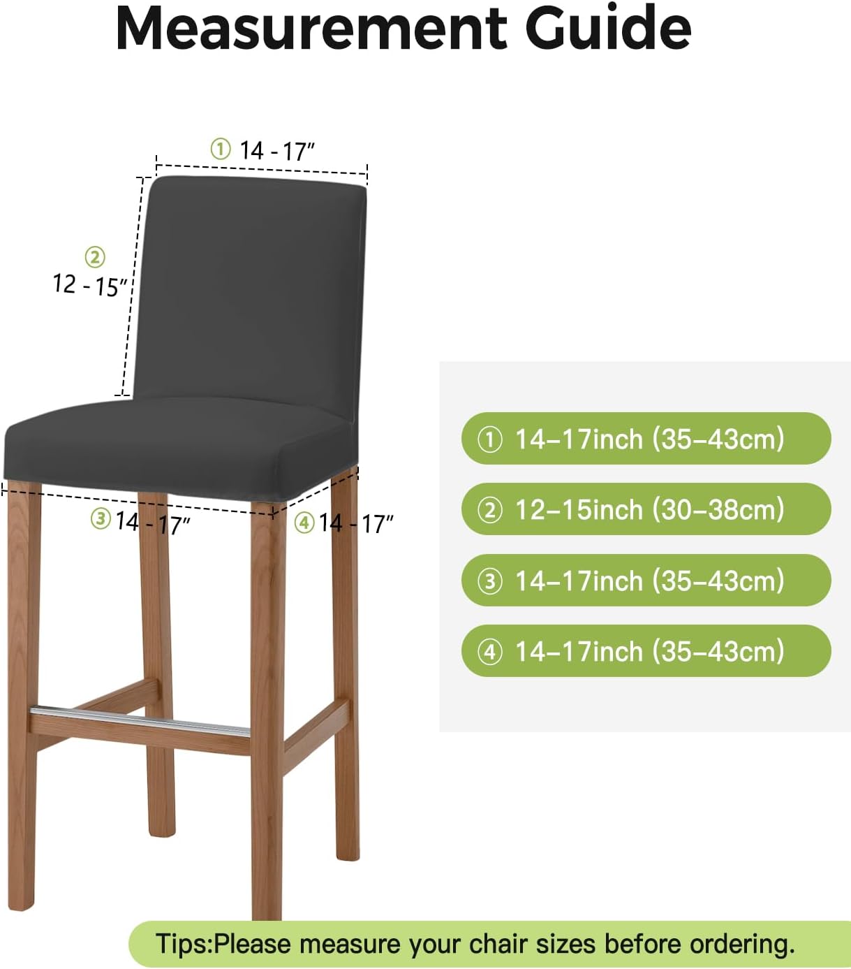 6155WSAqwsL._AC_SL1500_.jpg Halloween Bar Stool Cover Set of 4, Pumpkin Ghost Bat Mushroom Boo White Stretch Bar Chair Cover, Removable Washable Pub Counter Stool Chair Slipcover for Kitchen Dining Room Pub Cafe - Image 6