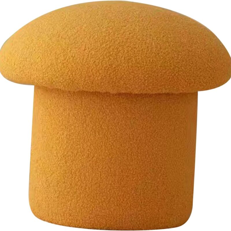 Mushroom Shape Footrest Stool, Sofa Bench Simple Elastic Comfortable Soft Round Pine Wooden Foot Stool Mushroom Stool for Home Decoration (Yellow)