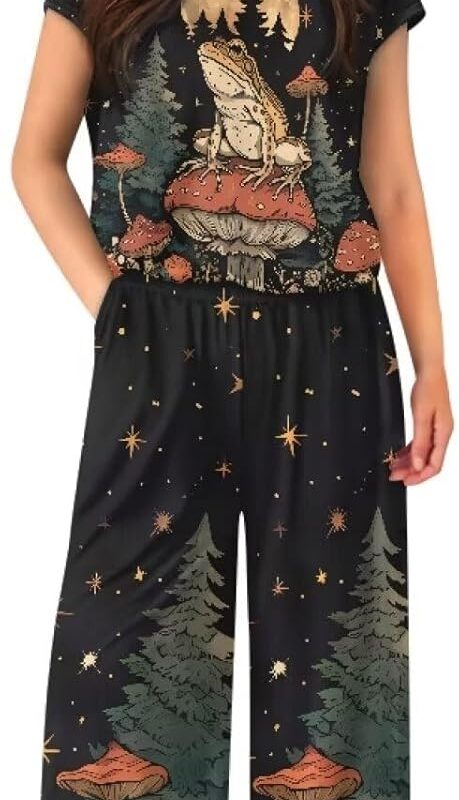 ZFRXIGN Lounge Sets for Womens Summer 2 Piece Outfits Tracksuit Tops Wide Leg Pants Size S-2XL