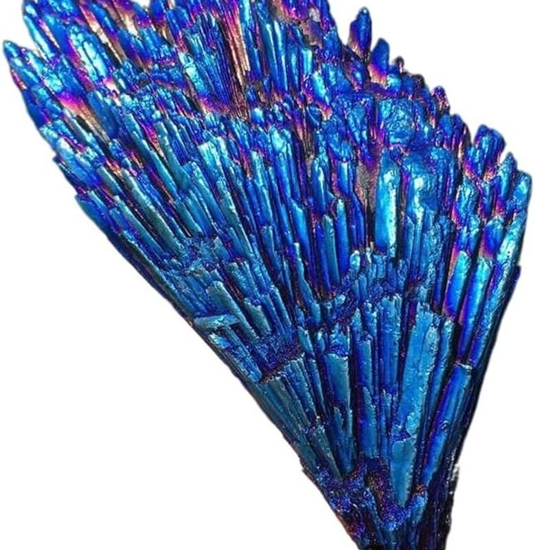 AtkitS Natural Aura Rainbow Kyanite Titanium Peacock Feather Healing Quartz Crystal Stone Cluster Mineral Specimen Decor (Color : 5Pcs)