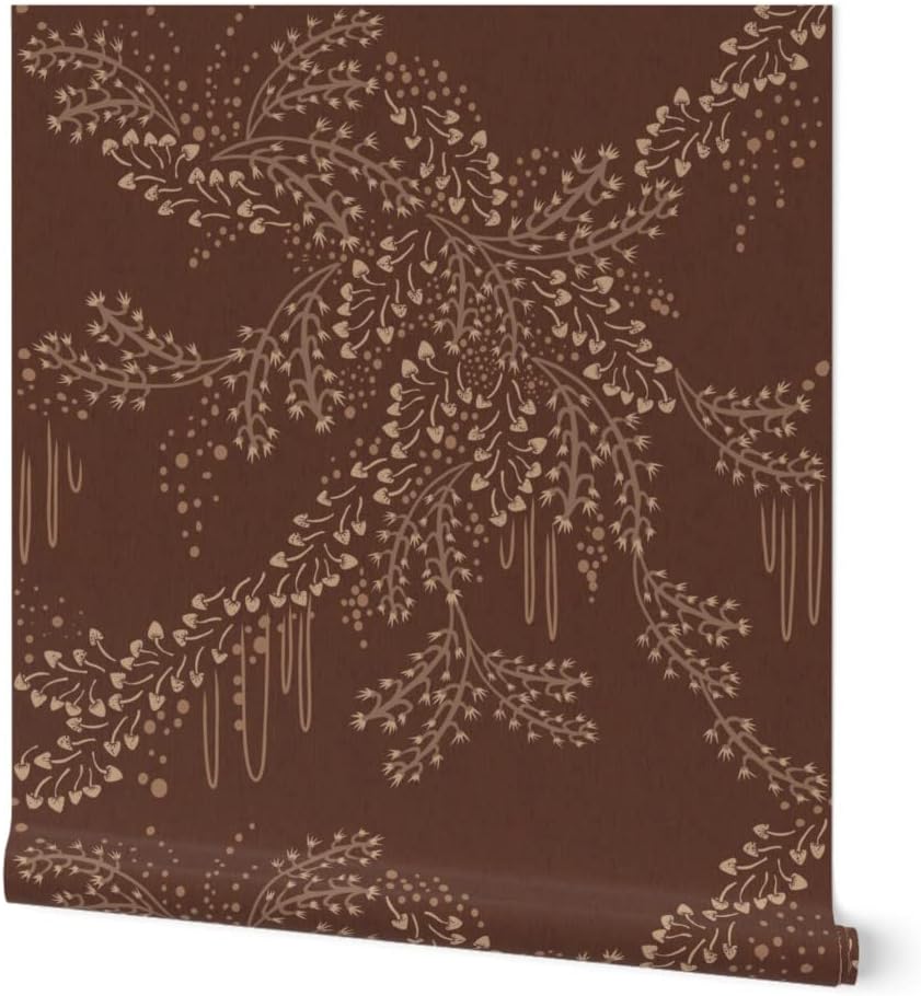 61CfYn-6eL._AC_SL1024_.jpg Peel & Stick Wallpaper 12ft x 2ft - Autumn Branches Autumnal Fall Trees Elegant Rust Red Autumn Spice Mushrooms Forest Woodland Custom Removable Wallpaper by Spoonflower
